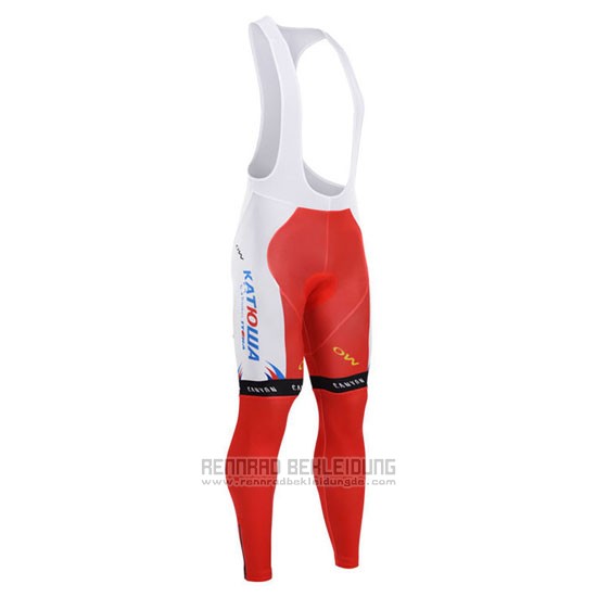 2015 Fahrradbekleidung Katusha Wei und Rot Trikot Langarm und Tragerhose - zum Schließen ins Bild klicken